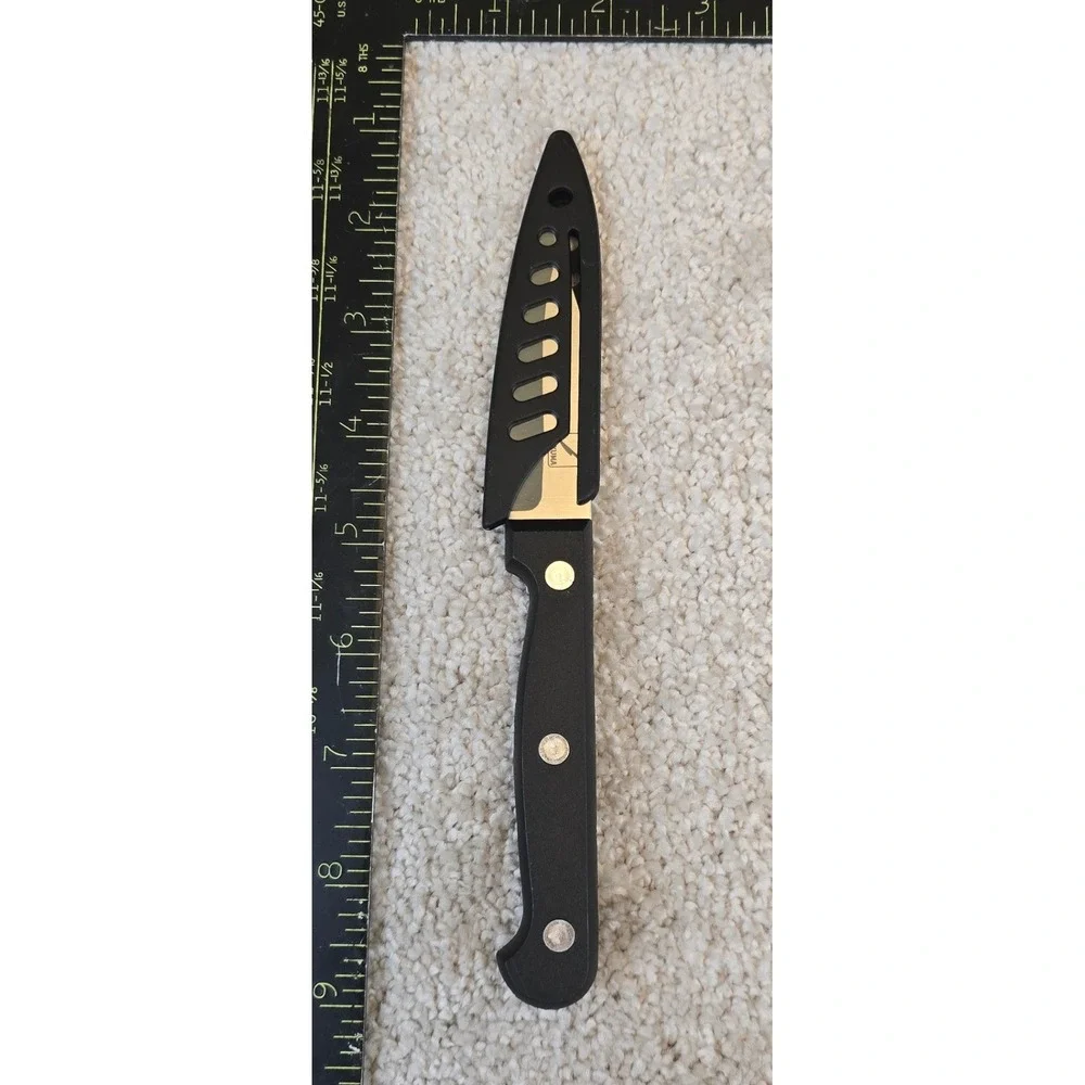 Cokuma Paring Knife Black Stainless Steel Full Tang with Sheath
